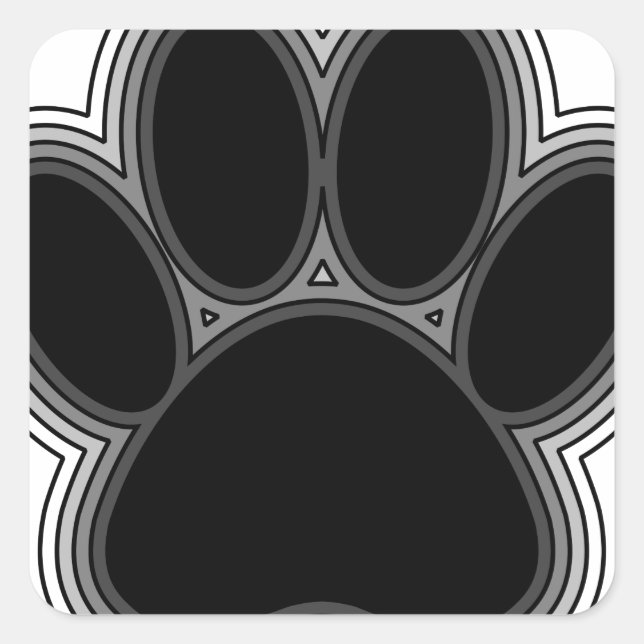 Pegatina Cuadrada Paw De Perro Con Salidas (Anverso)