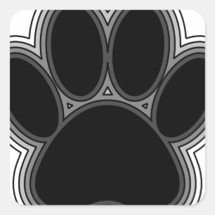 Pegatina Cuadrada Paw De Perro Con Salidas
