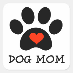Pegatina Cuadrada Pawprint Dog Mom