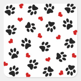 Pegatina Cuadrada Paws and Hearts