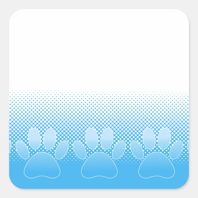 Pegatina Cuadrada Paws Azules Y Blancos Con Fondo De Prensa (Anverso)