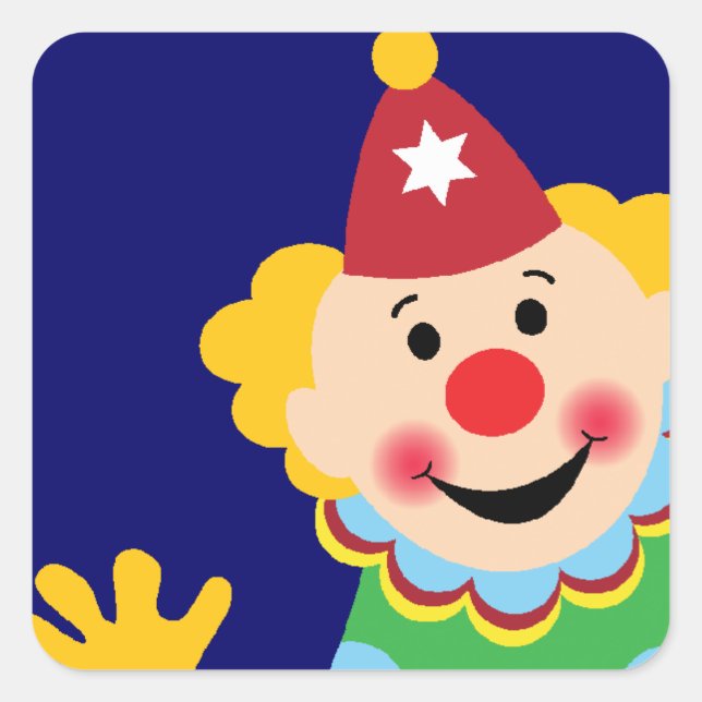 Pegatina Cuadrada Payaso de circo (Anverso)