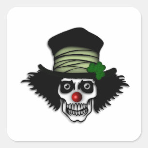 Pegatina Cuadrada Payaso de Skeleton irlandés