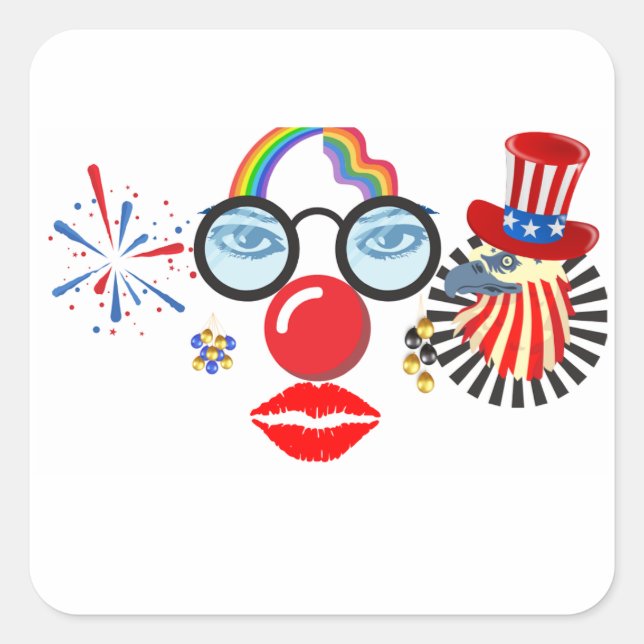Pegatina Cuadrada Payaso flamante (Anverso)
