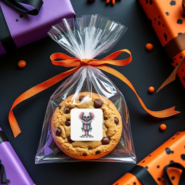Pegatina Cuadrada Payaso Psycho - Truco o truco (NO tricks just a treat!)