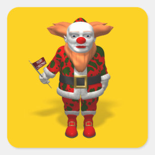 Pegatina Cuadrada Payaso Santa Claus