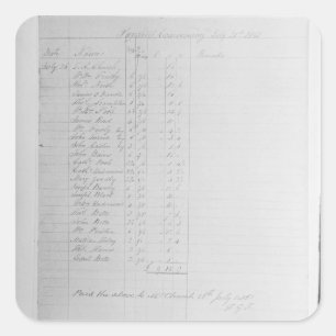 Pegatina Cuadrada Paysheet, 1851 (pluma y tinta en el papel) (foto