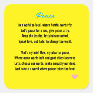 Pegatina Cuadrada Paz