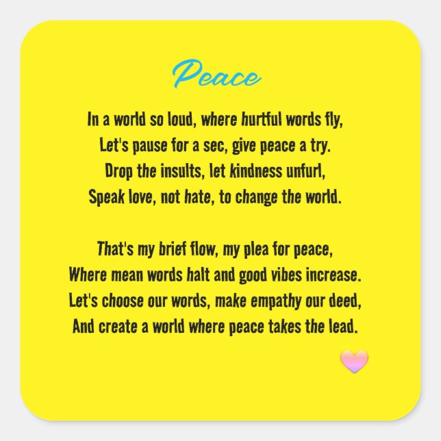 Pegatina Cuadrada Paz (Anverso)