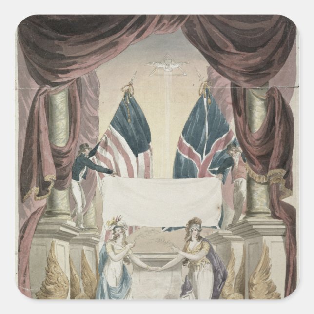 Pegatina Cuadrada Paz, alegoría del Tratado de Gante (Anverso)