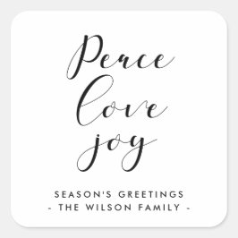 Pegatina Cuadrada Paz amor alegría