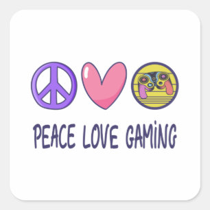 Pegatina Cuadrada Paz Amor Juegos