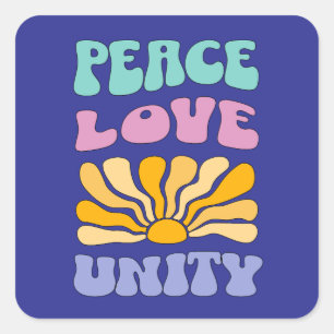Pegatina Cuadrada Paz Amor Unidad