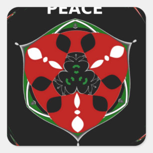Pegatina Cuadrada "Paz: con Escudo Emblema"