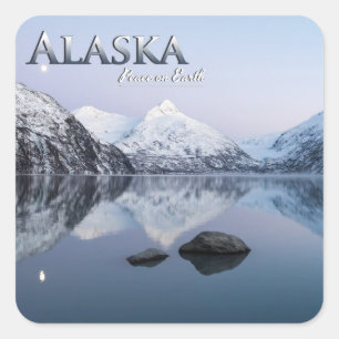 Pegatina Cuadrada Paz de Alaska en la tierra