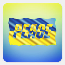 Pegatina Cuadrada PAZ de pie con la libertad de Ucrania para Ucrania