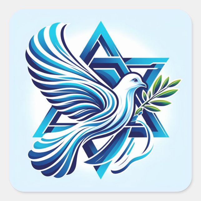 Pegatina Cuadrada Paz para Israel (Anverso)