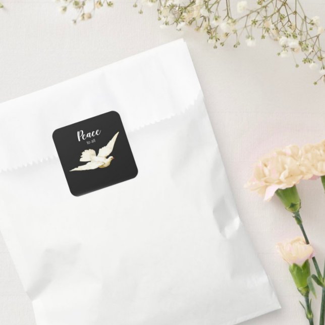 Pegatina Cuadrada Paz para todos los paladares blancos Nochebuena Av (Subido por el creador)