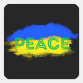 Pegatina Cuadrada PAZ por Ucrania contra la guerra sin guerra