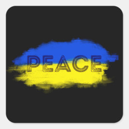 Pegatina Cuadrada PAZ por Ucrania contra la guerra sin guerra
