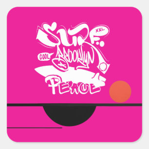 Pegatina Cuadrada Paz Retro Surf Brooklyn