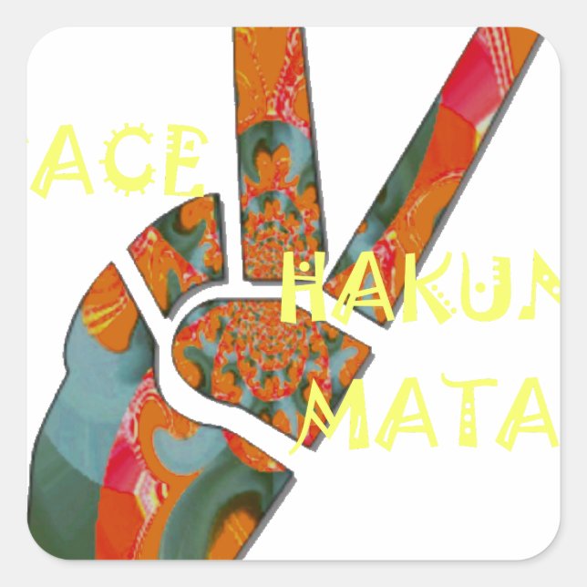 Pegatina Cuadrada Paz: Rótulo de Hakuna Matata Vibes (Anverso)