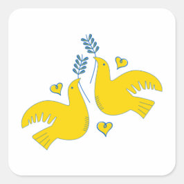 Pegatina Cuadrada Paz y amor