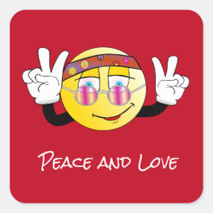 Pegatina Cuadrada Paz y amor (Rock and Roll),