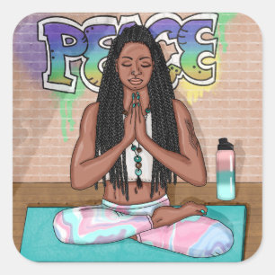 Pegatina Cuadrada Paz y Meditación Arte Urbano