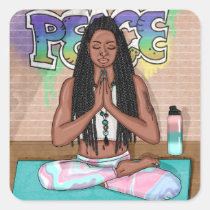Pegatina Cuadrada Paz y Meditación Arte Urbano