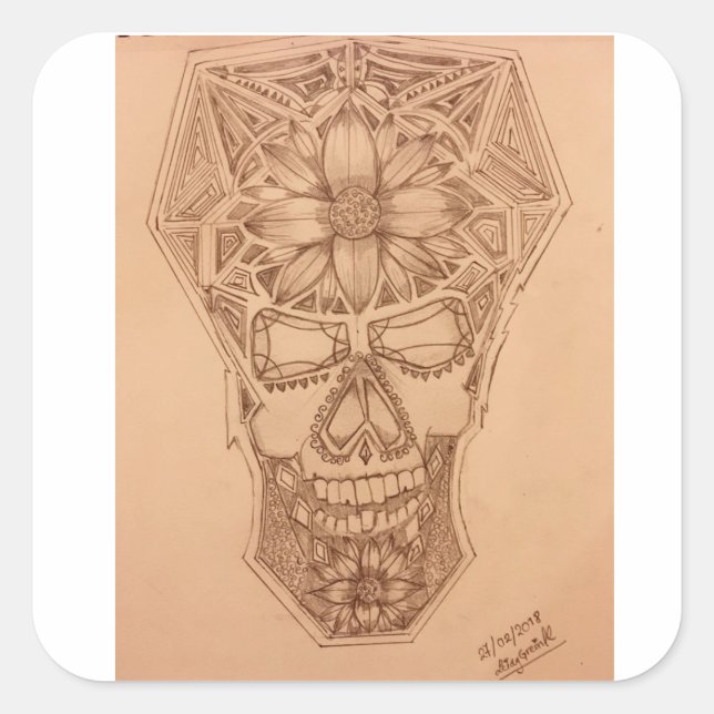 Pegatina Cuadrada PC-SKuLL (Anverso)