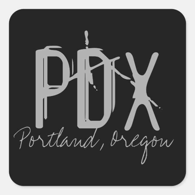 Pegatina Cuadrada PDX Código del Aeropuerto de Portland (Anverso)