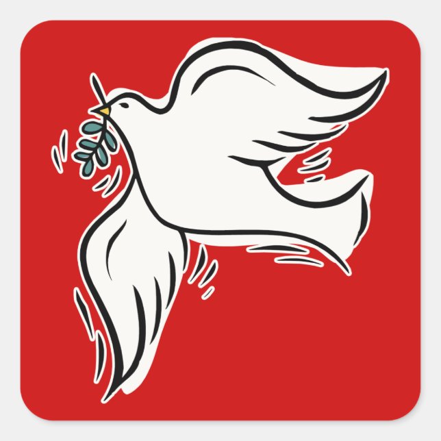 Pegatina Cuadrada Peace Dove (Anverso)