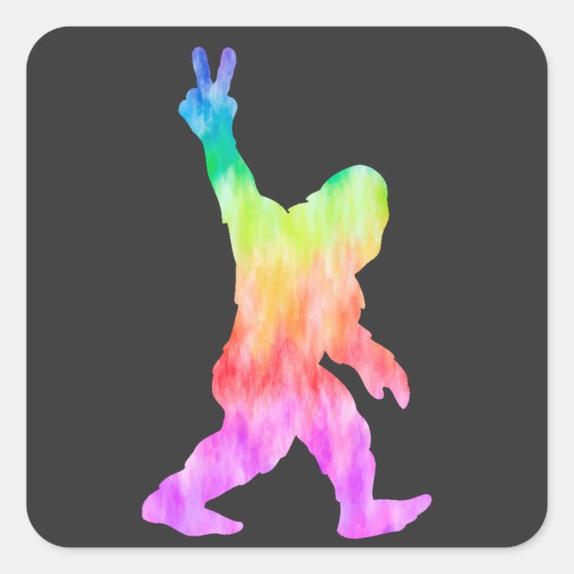 Pegatina Cuadrada Peace Love Bigfoot (Anverso)