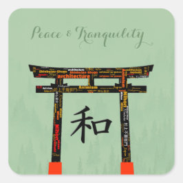 Pegatina Cuadrada Peace Torii (de negro)