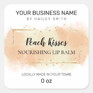Pegatina Cuadrada Peach Flaved Naranja Tinta Tinta Lámina Balm