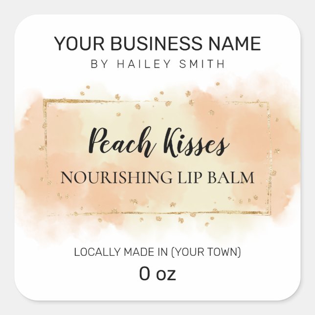 Pegatina Cuadrada Peach Flaved Naranja Tinta Tinta Lámina Balm (Anverso)