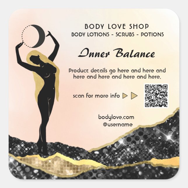 Pegatina Cuadrada *~* Peach Goddess Ombre Intención Spell AP24 Squ (Anverso)