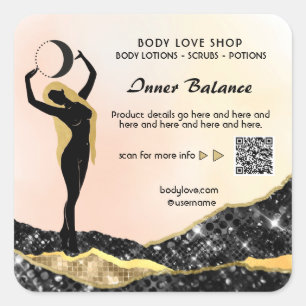 Pegatina Cuadrada *~* Peach Goddess Ombre Intención Spell AP24 Squ