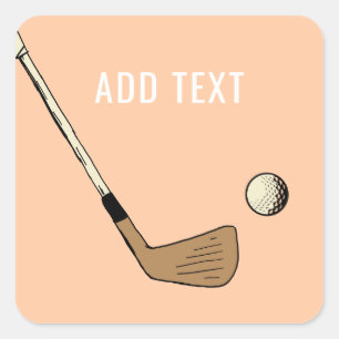 Pegatina Cuadrada Peach Modern Vintage Golf