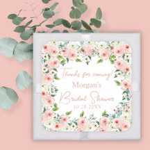 Peach White Floral Bridal Shower Favor