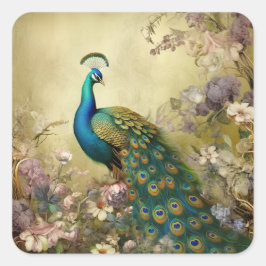 Pegatina Cuadrada Peacock Garden