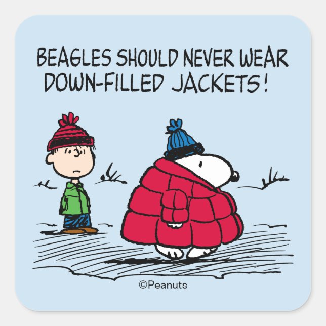 Pegatina Cuadrada Peanuts | Snoopy & Linus Down Filled Jacket (Anverso)