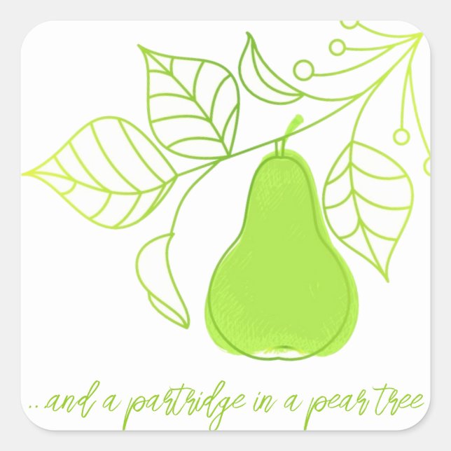 Pegatina Cuadrada Pear (Anverso)