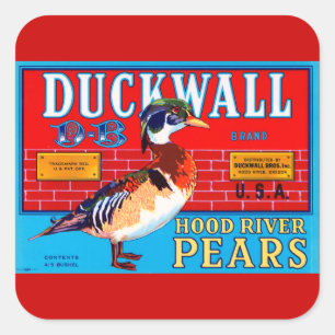 Pegatina Cuadrada Pears Duckwall Hood River