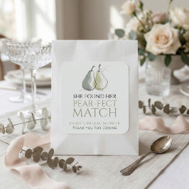 Pegatina Cuadrada Pears Pear-fect Match Bridal Shower Thank you
