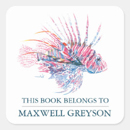 Pegatina Cuadrada Peces tropicales de vuelta a la placa de libros de