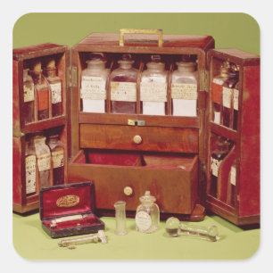 Pegatina Cuadrada Pecho médico del químico de la familia de