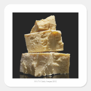 Pegatina Cuadrada Pedazos apilados del queso de Parmasean