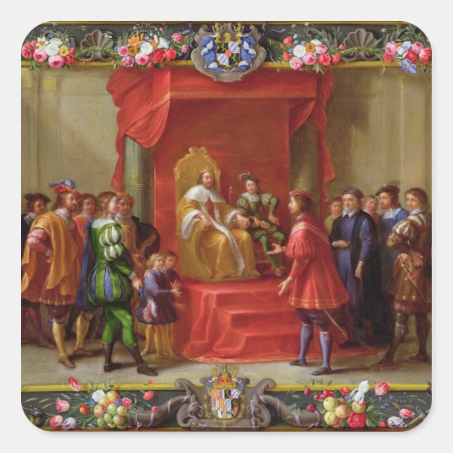 Pegatina Cuadrada Pedro IV, Rey de Aragón (Anverso)